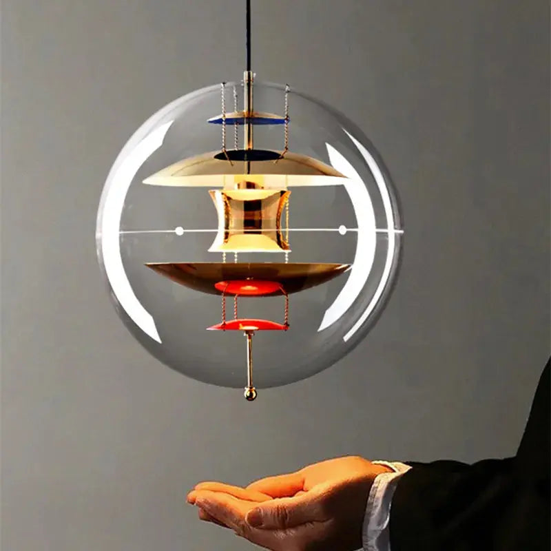 Modern Sphere Chandelier - Elegant Crystal Glass Pendant Light Fixture for Dining Room, Living Room, Bedroom & Foyer - Perfect for Home Decor and Interior Design