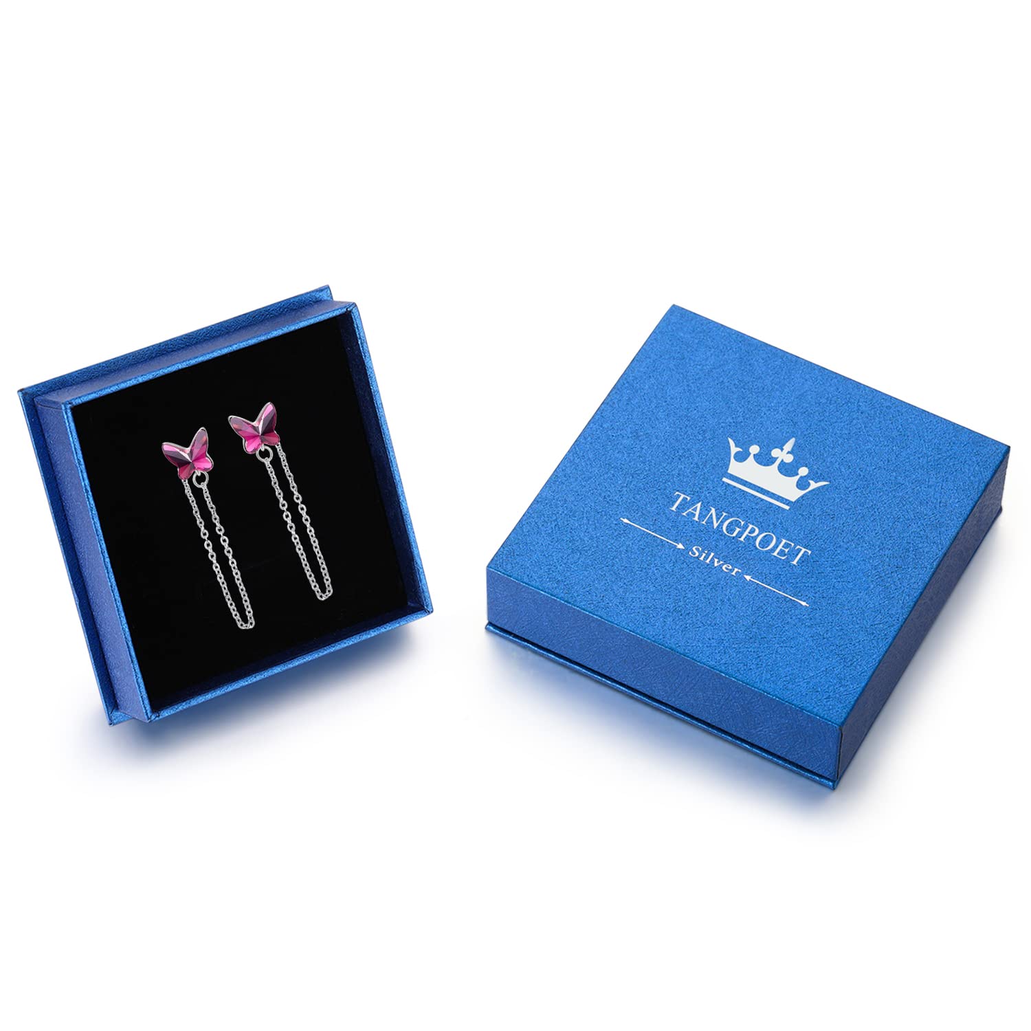 TANGPOET S925 Sterling Silver Butterfly Stud Earrings for Women - Hypoallergenic, Elegant & Dainty Jewelry Gift for Her - Perfect for Everyday Wear, Parties & Special Occasions