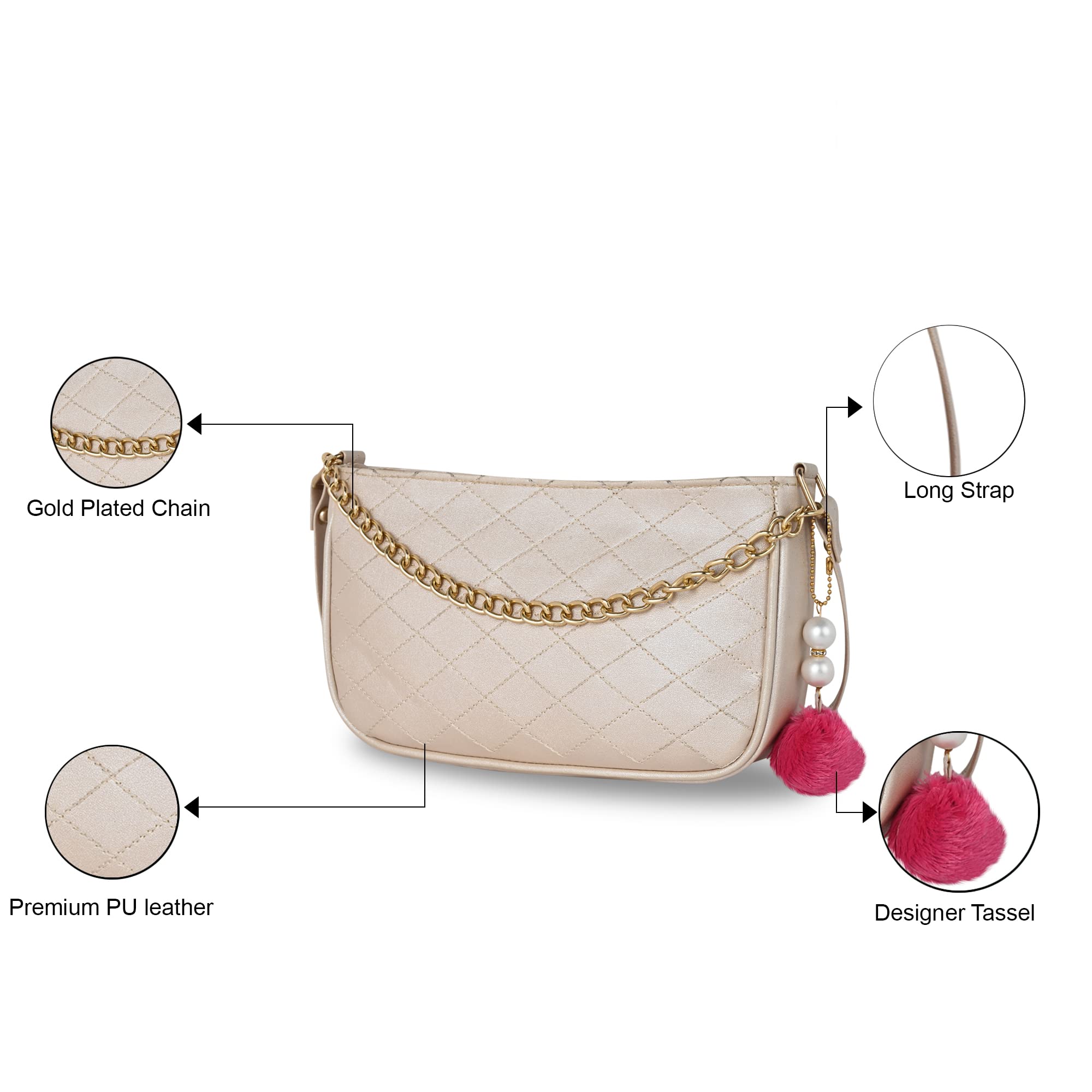 Fargo Women's PU Leather Crossbody Sling Bag with Chain Strap - Fashion Shoulder Purse for Daily Use, Travel & Shopping (300-305)