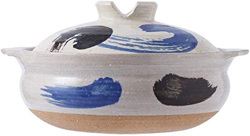 Handmade Ceramic Hot Pot Casserole - Traditional Clay Earthenware Pot for Healthy Slow Cooking, Insulated Covered Soup Pot with Lid - Perfect for Stews, Soups, and Asian Hot Pot Meals at Home