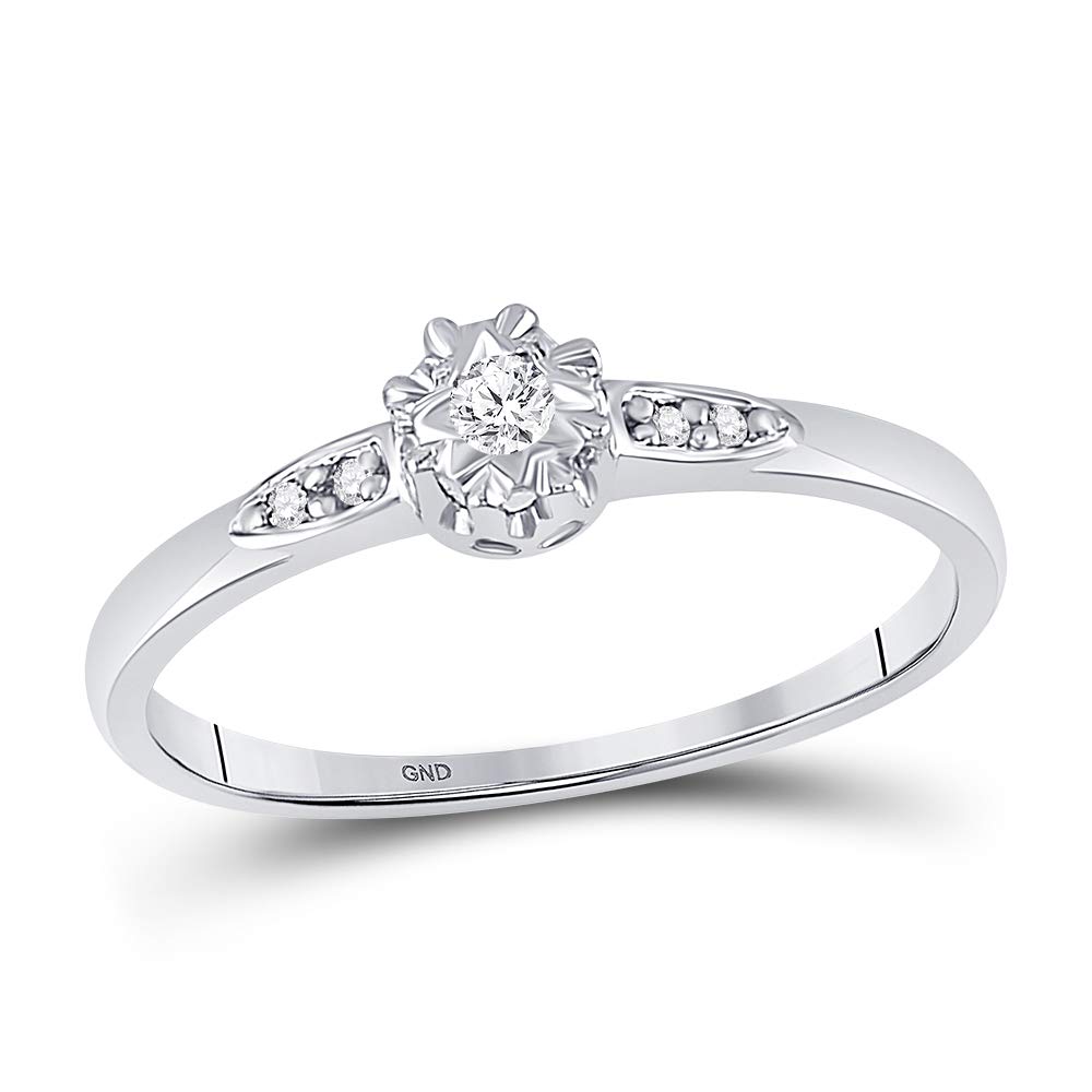 10K White Gold Round Diamond Solitaire Bridal Wedding Engagement Ring - 1/20 CTTW, Perfect for Proposals, Anniversaries & Special Occasions