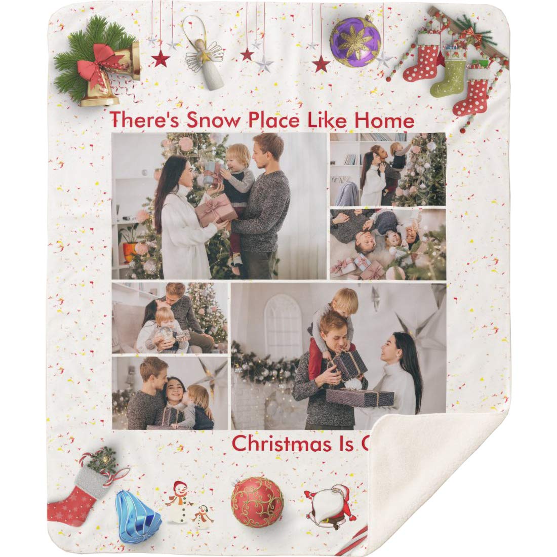 Personalized Christmas Throw Blanket - Custom Photo & Name Blanket with Family Quotes - Sherpa Fleece 50