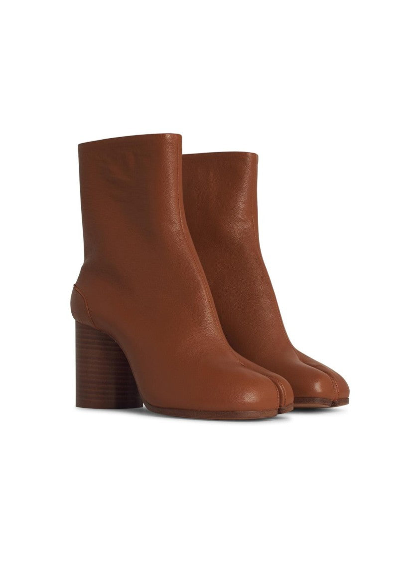 Stylish Brown Leather Tabi Ankle Boots for Women - Comfortable & Fashionable Footwear for Casual Outfits, Office Wear & Fall Season