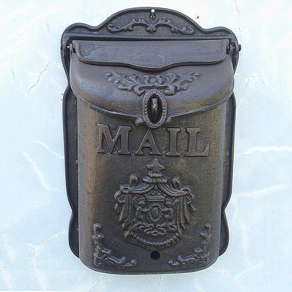 Vintage Art Nouveau Cast Iron Letter Box - Rustic Country Style Wall Mounted Mailbox for Home & Garden Decor | Perfect for Farmhouse, Cottage, and Outdoor Entryway