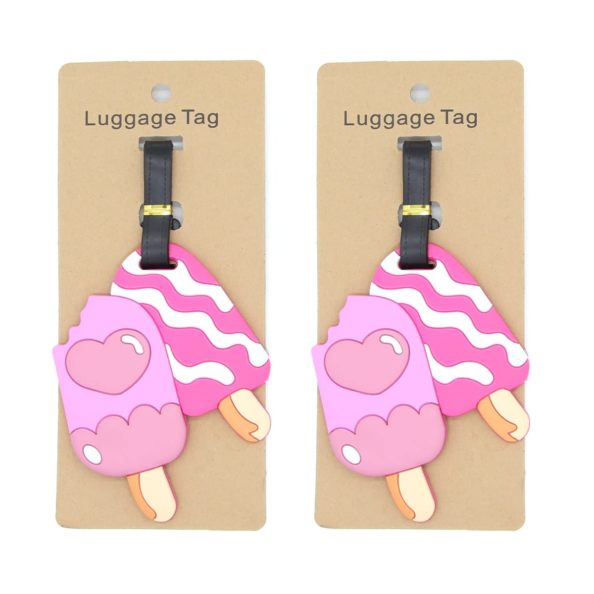 2-Pack Cute Silicone Ice Cream Luggage Tags with Name ID Card - Funny Suitcase Labels for Travel, Cruise & Airports - Perfect for Kids & Adults