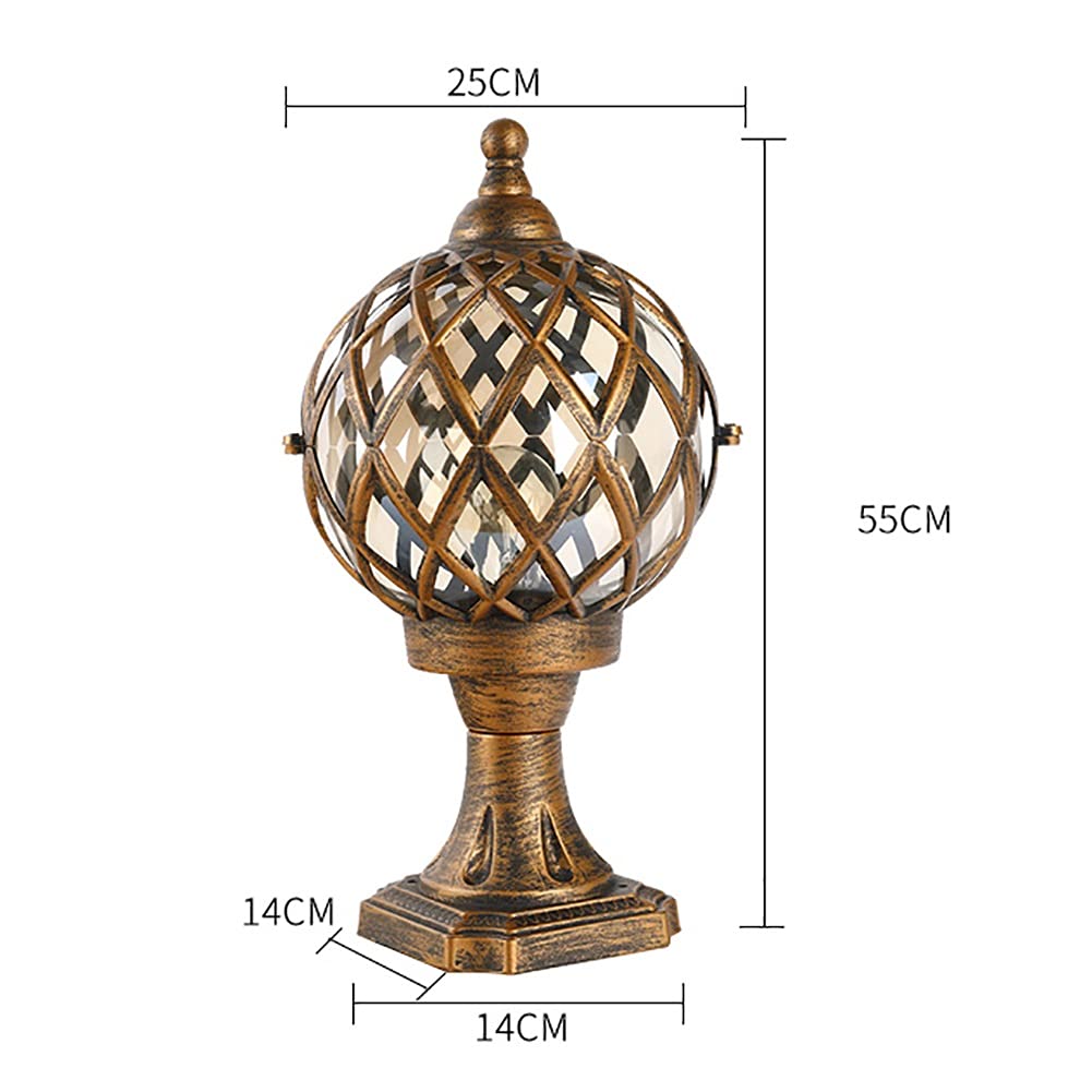 Brass Large Outdoor LED Deck Post Lights - Waterproof Ball Shaped Garden Pillar Lamp for Pathway, Landscape & Patio Lighting | Perfect for Driveway, Walkway, Deck & Backyard Illumination
