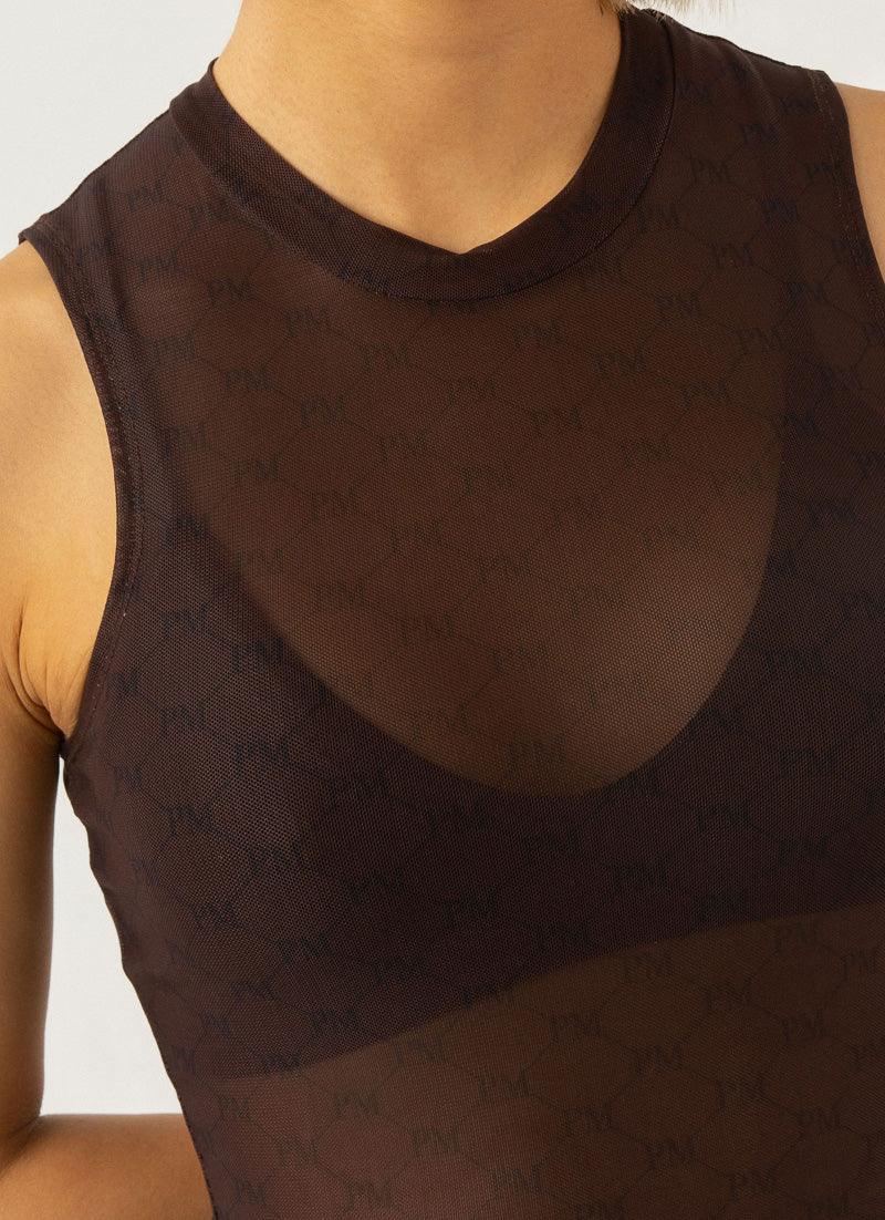 Cool To Be Kind Mesh Dress - Chocolate Monogram | Trendy Women's Fashion for Casual Outings & Parties