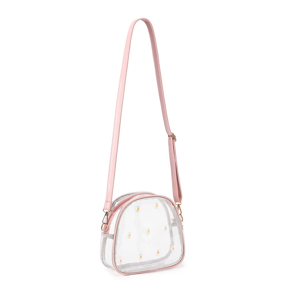 LOXOMU Clear Crossbody Bag for Women - Small Transparent Shoulder Purse, Stadium Approved See-Through Handbag for Concerts, Festivals & Travel