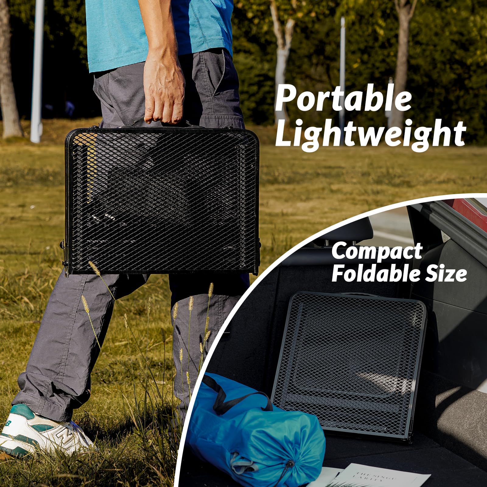 Portable Folding Grill Table - 2X1.3 FT Adjustable Height Outdoor Cooking Table with Mesh Top | Perfect for Camping, Picnics, BBQ, Beach & Backyard Gatherings | Durable & Compact Design for Easy Transport & Storage