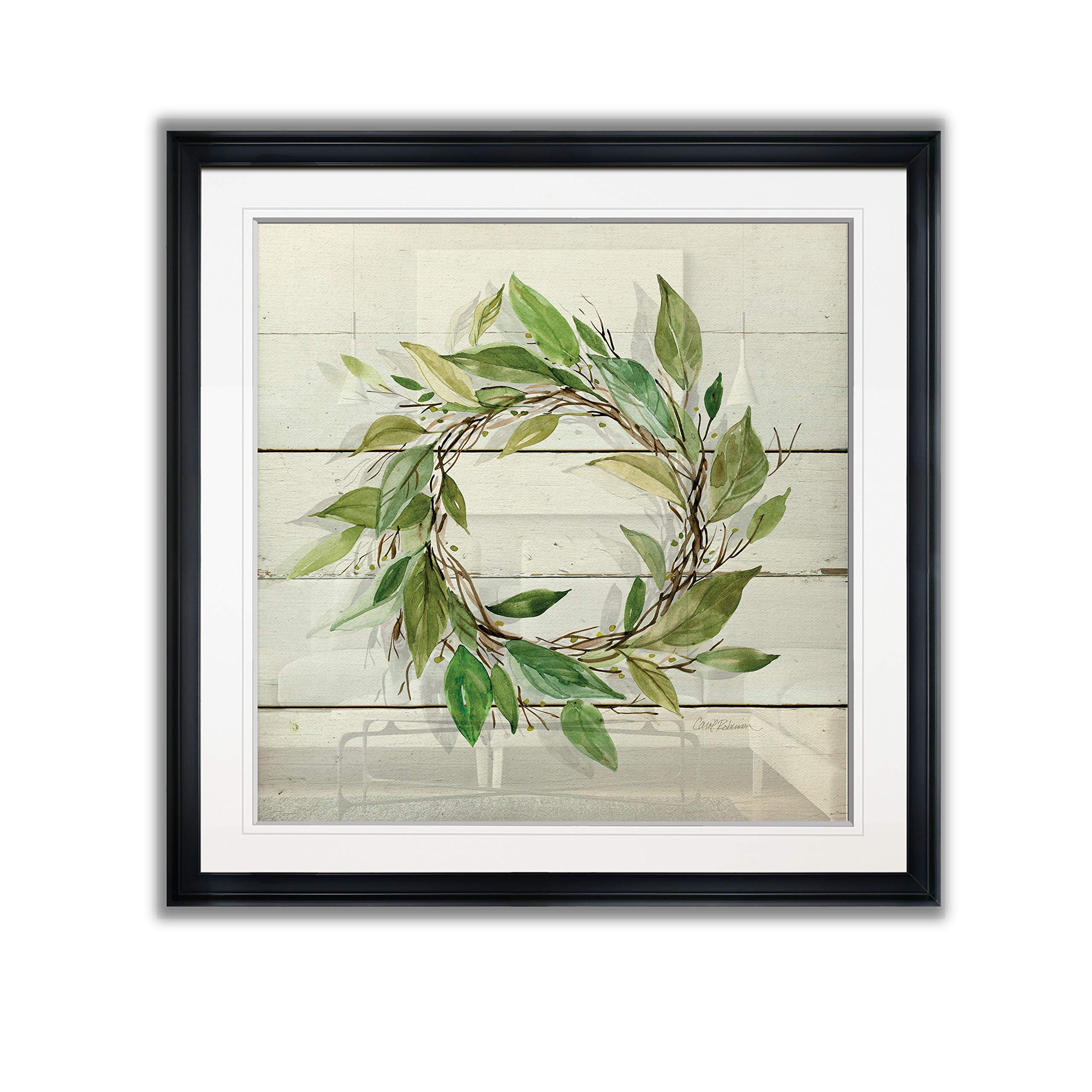 Carol Robinson Bay Leaf Wreath Painting - Framed Giclee Canvas Wall Art Print on Wood - Modern Home Decor for Living Room, Bedroom & Office