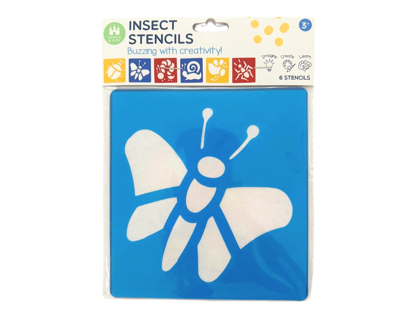 Castle & Kite 6-Pack Insect Stencils for Kids Art Projects - Butterfly, Dragonfly, Bee & More - Perfect for DIY Crafts, Classroom Activities & Wall Decor