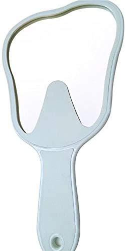 10 Pack Handheld Dental Mirror Set - Tooth Shaped, Removable Film, 5 Molar-Shaped Patient Mirrors (25x13cm/9.8x5.1in) - Frameless White Tabletop Mount for Dentists & Dental Students - Perfect for Dental Exams, Cleanings & Orthodontic Procedures
