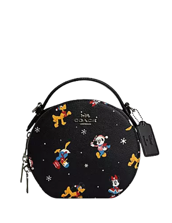 Coach Disney X Coach Canteen Crossbody Bag with Holiday Print - Stylish Mini Shoulder Purse for Women, Perfect for Christmas Gifts & Party Outings