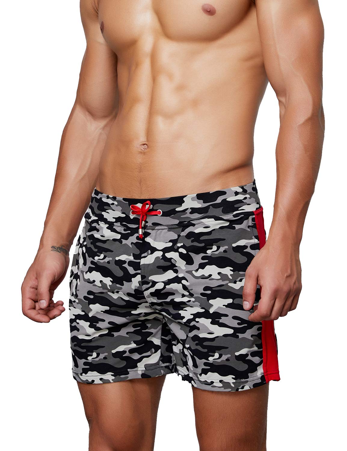 SEOBEAN Men's Low Rise Camouflage Training Shorts - Lightweight, Breathable & Quick-Dry for Gym, Running & Outdoor Sports | Activewear & Workout Shorts