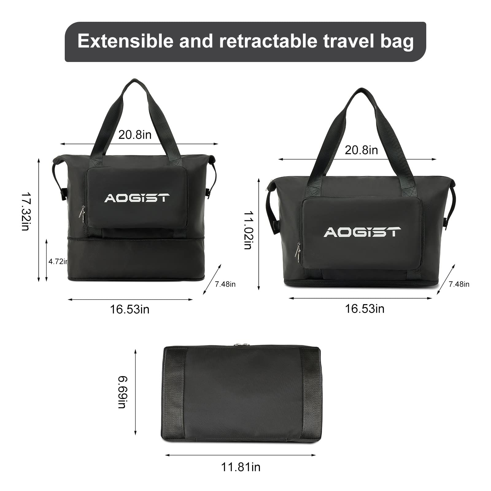 Stylish Weekender Bag for Women - Durable Heavy Duty Travel Tote, Spacious Gym & Sports Bag, Foldable Carry-On Luggage for Overnight Trips - Perfect for Weekend Getaways, Gym Workouts & Air Travel