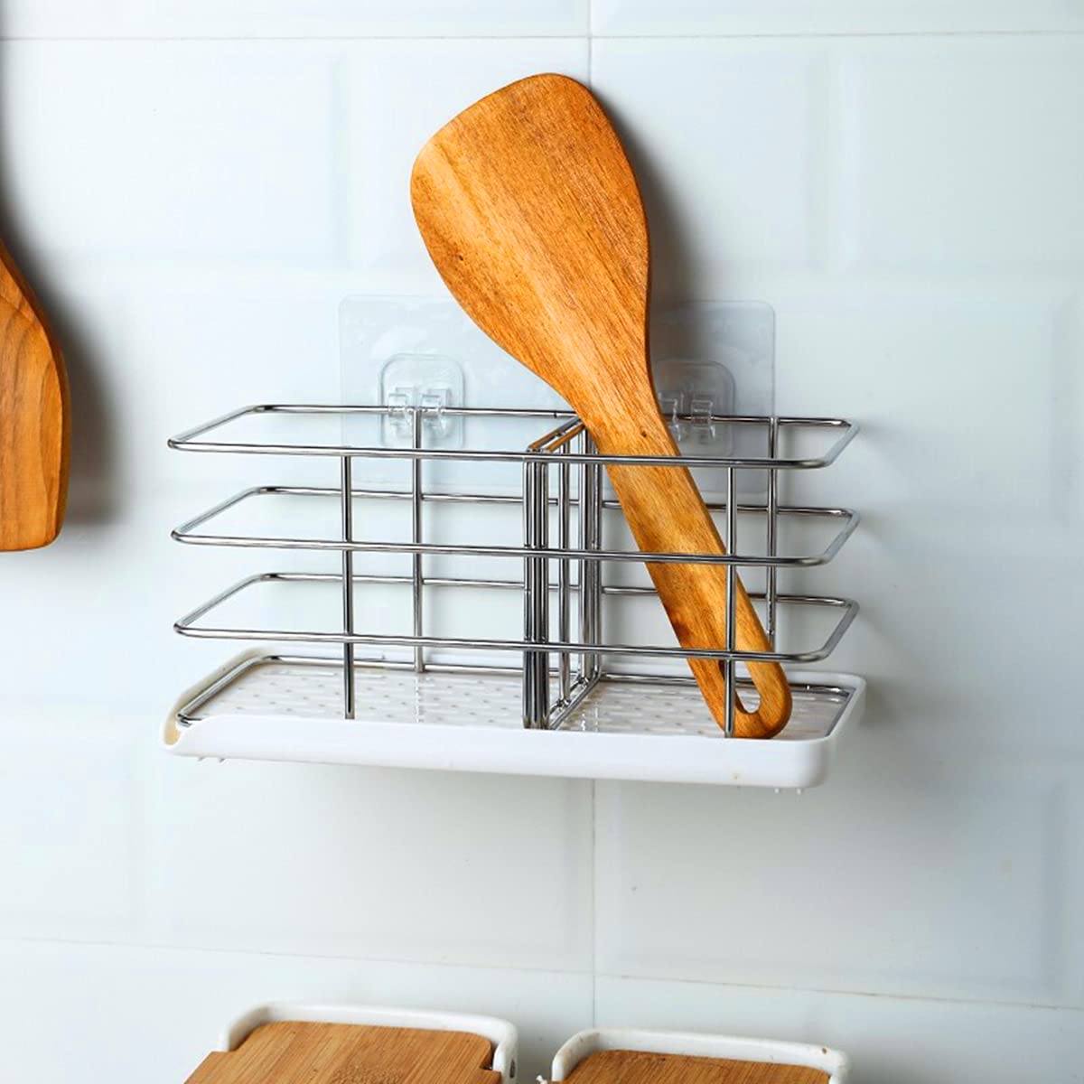 Stainless Steel Kitchen Sink Sponge Holder & Dish Brush Organizer - Rustproof Sink Caddy with Drainage Holes for Sponges, Soap & Cleaning Tools - Perfect for Kitchen, Bathroom, RV & Office Sink Organization