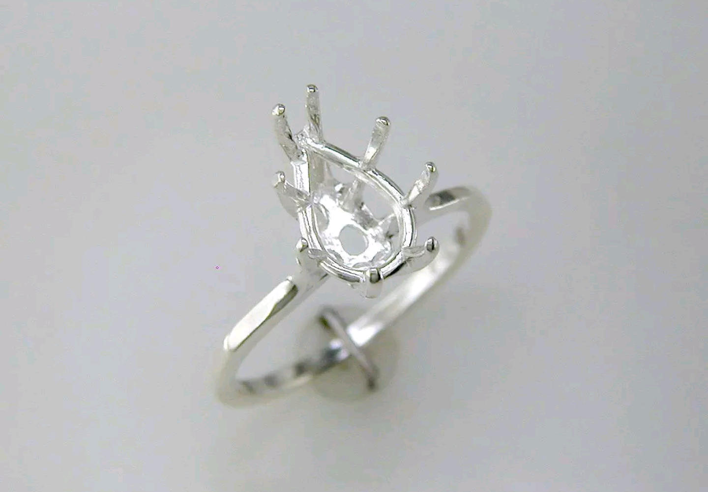 Sterling Silver or 14K Gold 12x8mm to 20x15mm Deep Pear Blank Ring Shank Setting - Size 8 (Item# 163880/143880) - Perfect for Engagement Rings, Wedding Bands & Jewelry Making