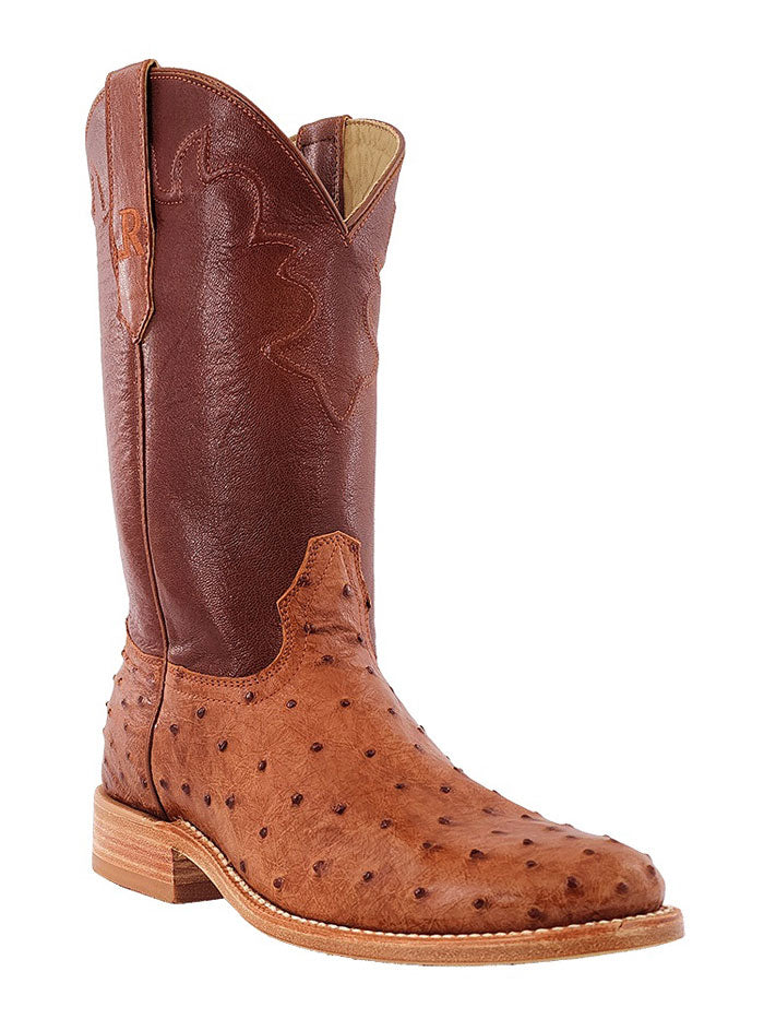 R.Watson RW4002 Men's Full Quill Ostrich Leather Cowboy Boots in Cognac Brown - Perfect for Western Rides, Country Music Festivals & Casual Wear
