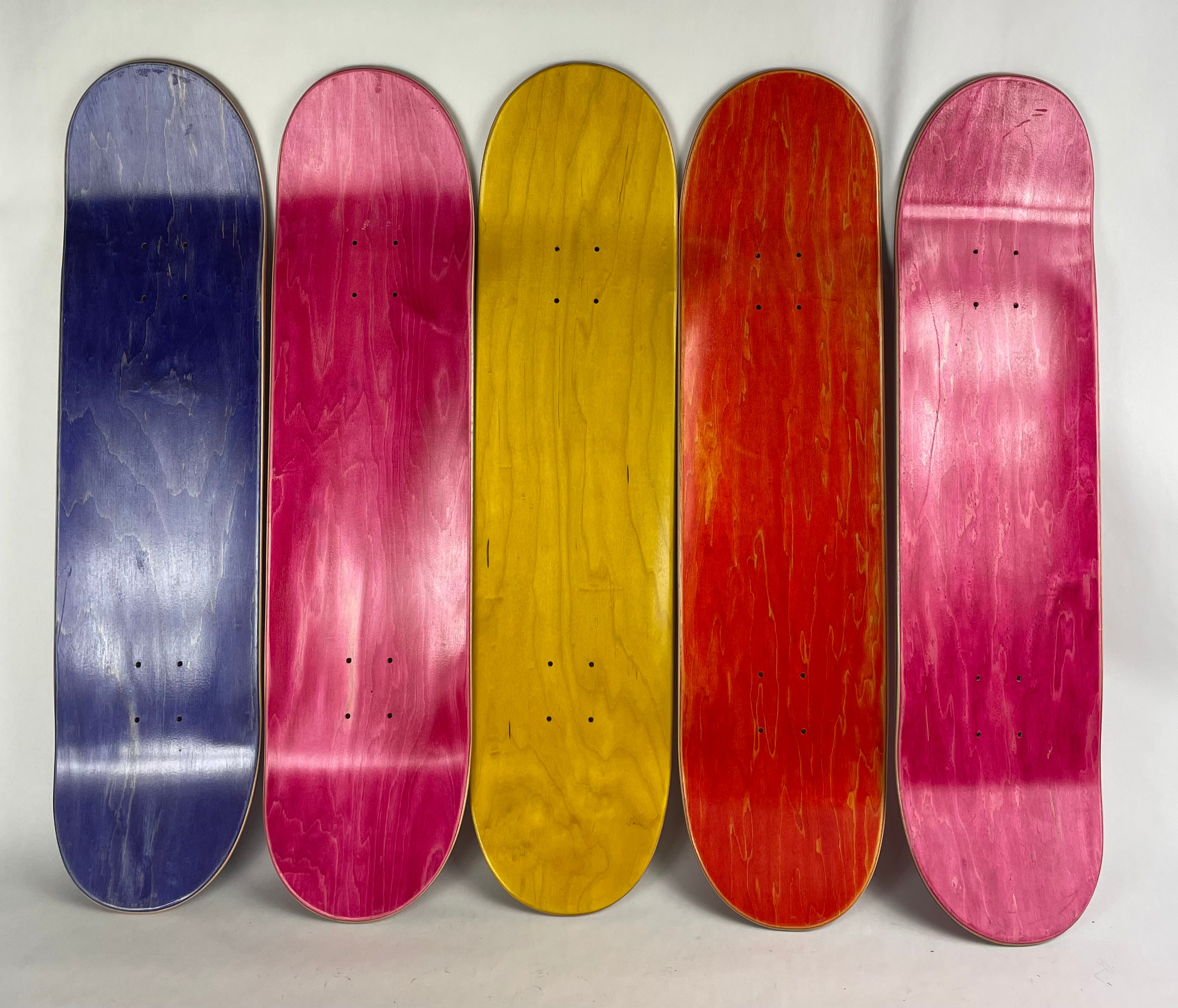 5-Pack Hardrock Blank Skateboard Decks - Top & Bottom Stains - Choose Your Size - Perfect for DIY Skateboard Customization & Street Skating