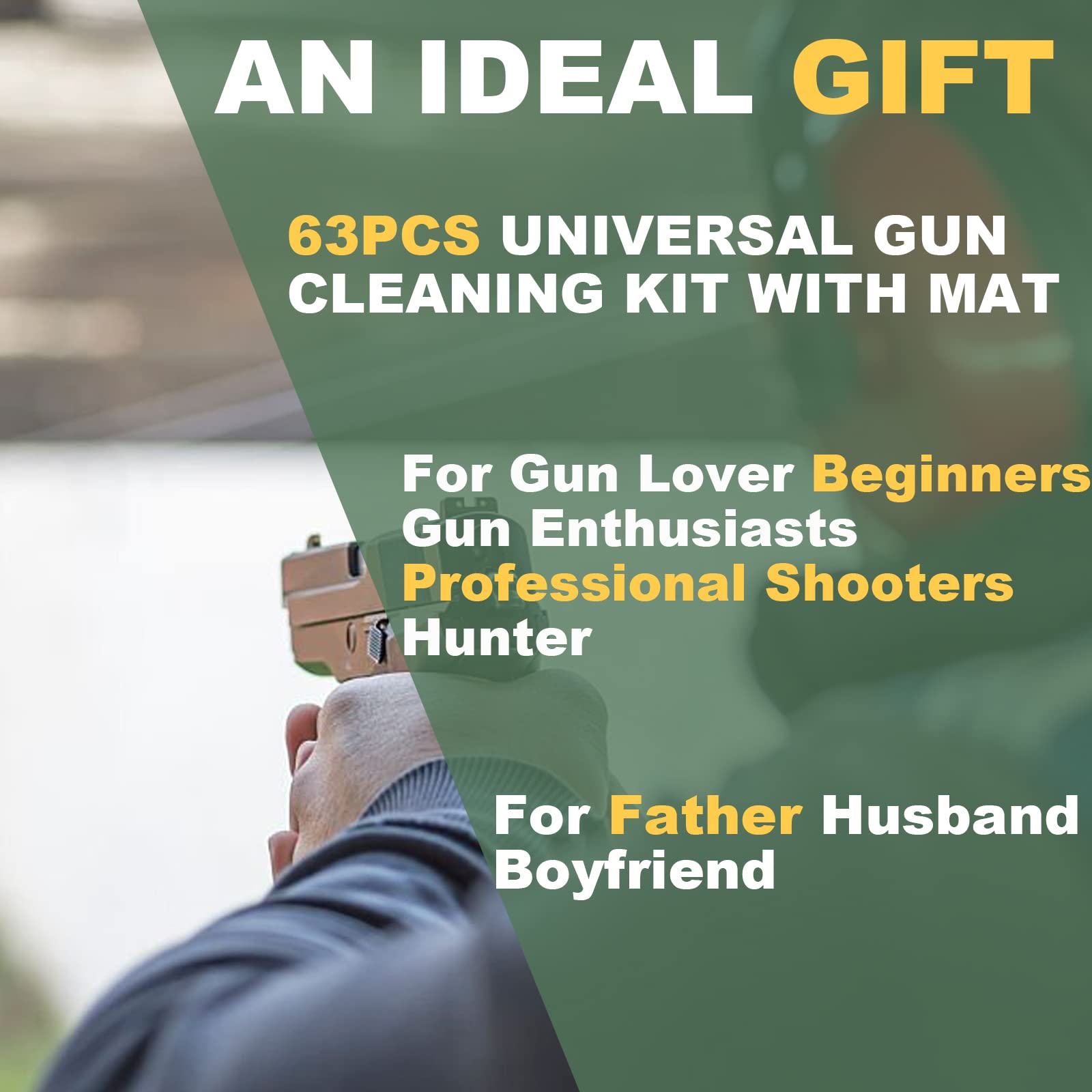iunio Universal Gun Cleaning Kit with Mat & Case - for Rifle, Shotgun, Pistol - Perfect for Hunting & Shooting