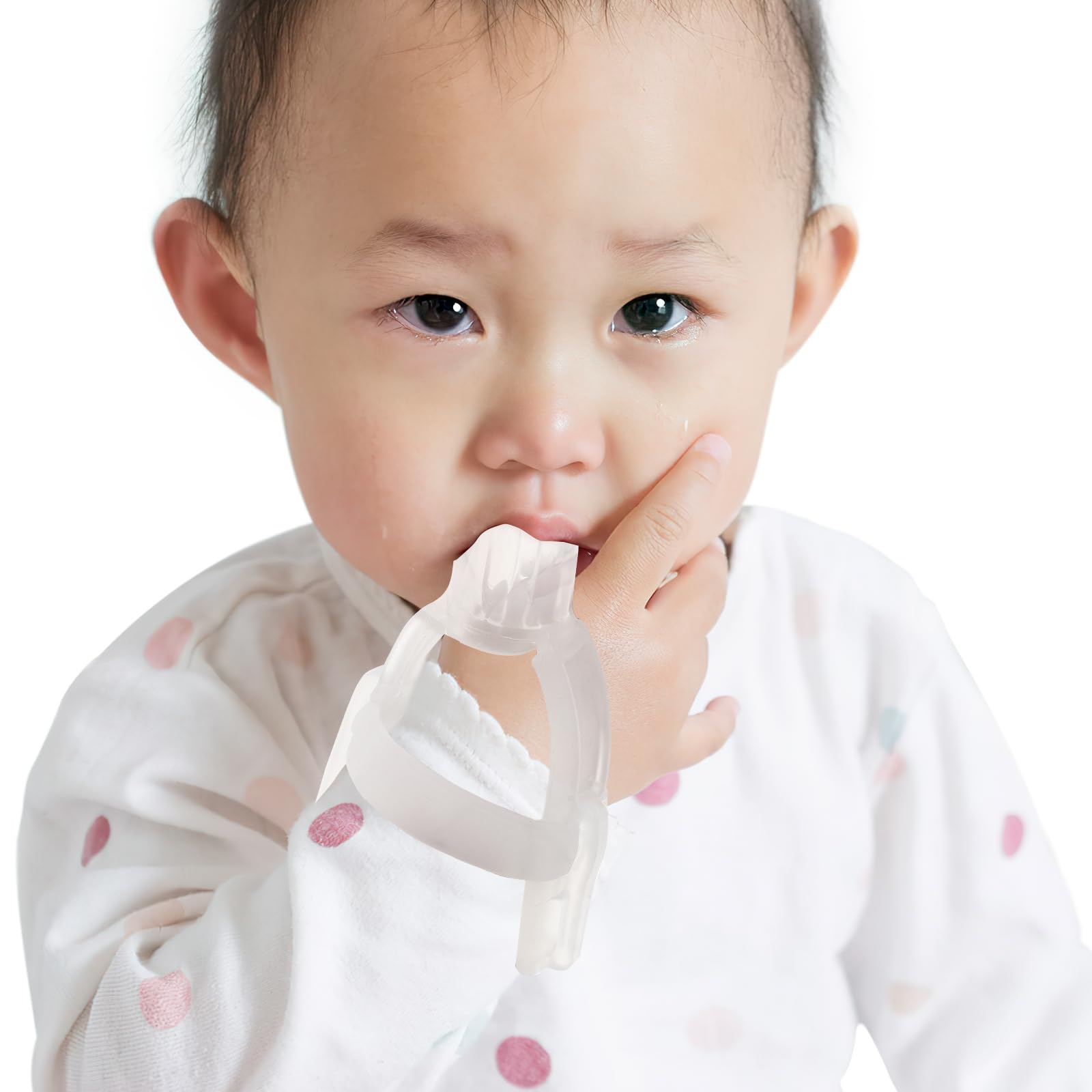 Baby Finger Protector - Transparent Silicone Thumb & Finger Cover for Infants & Toddlers, Adjustable Wrist Band to Stop Thumb Sucking & Nail Biting - Ideal for Outdoor Play, Travel & Home Use