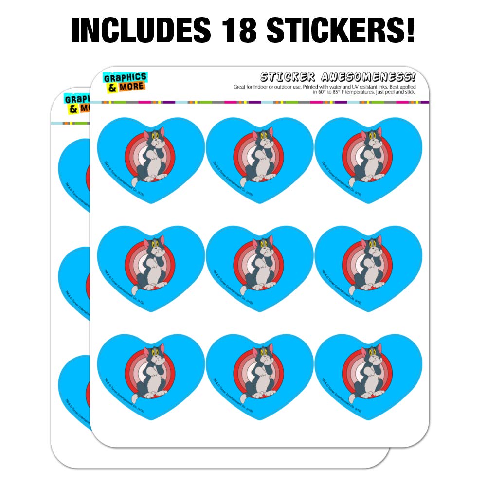 Tom and Jerry Heart-Shaped Planner Stickers - Cute Cartoon Character Scrapbook Decals for DIY Journals, Calendars, and Craft Projects - Perfect for School Supplies, Bullet Journaling, and Gift Wrapping