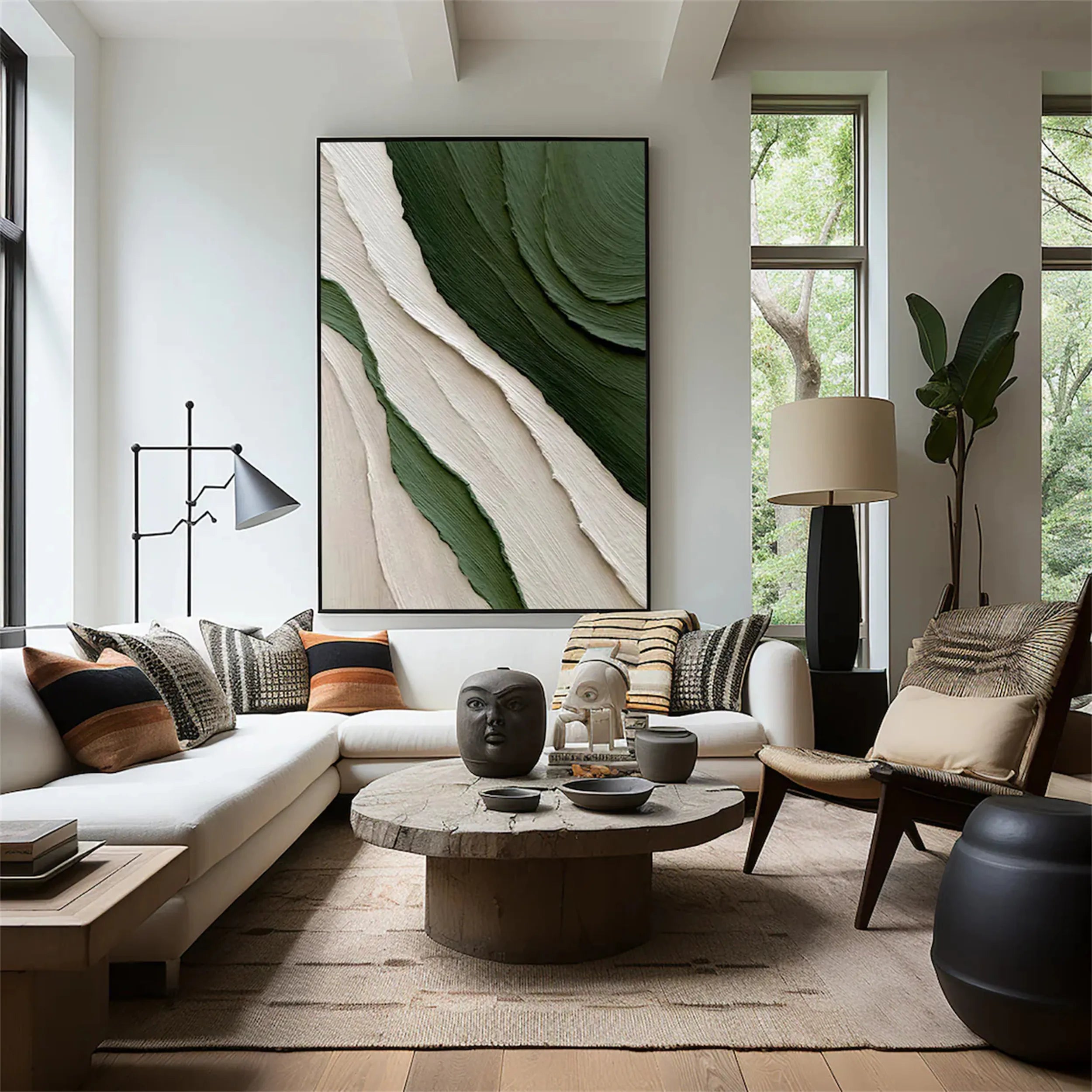 Blue & Green Abstract Wall Art Painting #BG043 - Modern Canvas Print for Living Room, Bedroom & Office Decor