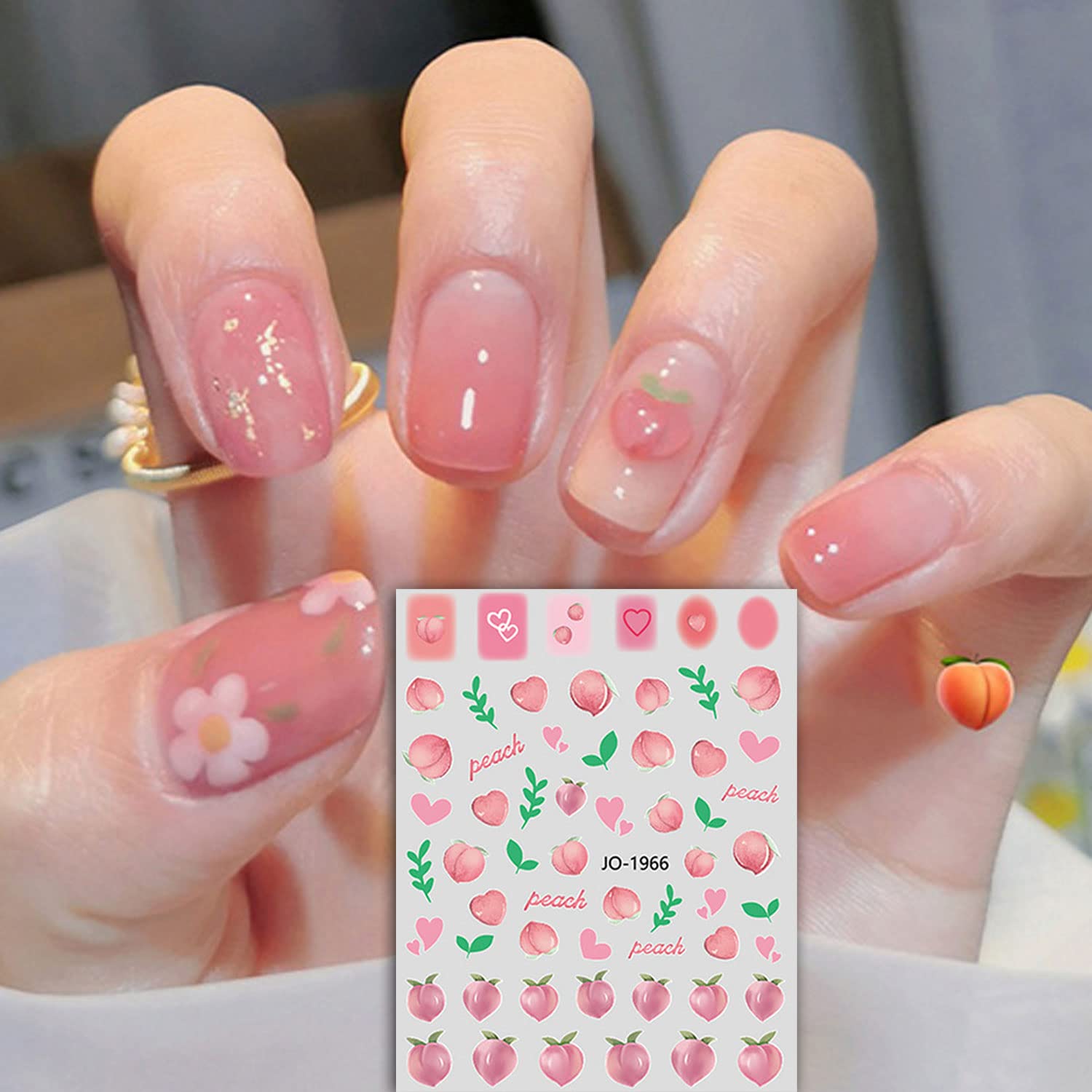 Summer Nail Art Stickers - Cute Fruit Designs (Lemon, Strawberry, Cherry, Watermelon, Avocado) for Women & Girls - DIY Nail Decals & Wraps for Acrylic Nails - Perfect for Parties, Vacations & Everyday Nail Art