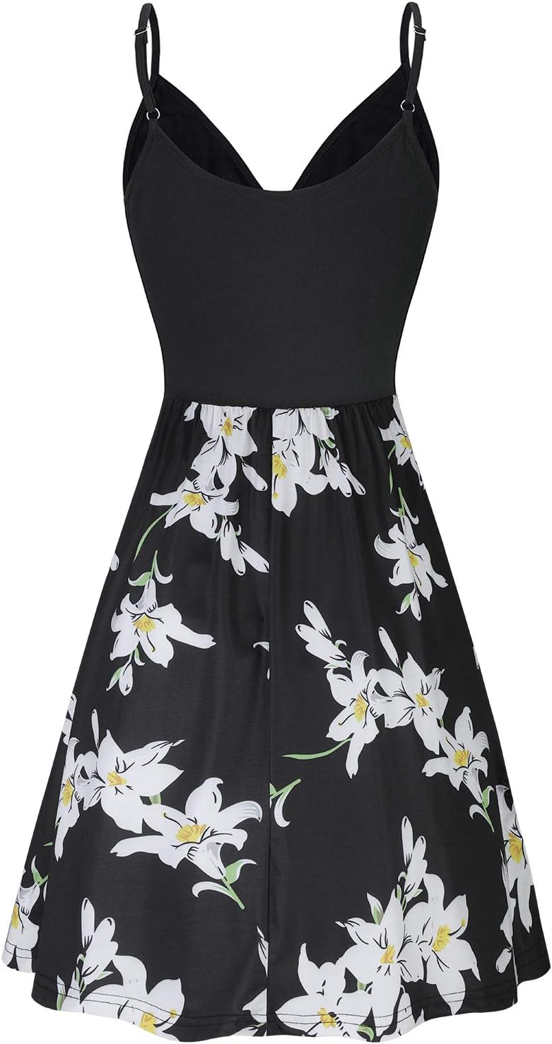 Elegant V-Neck Spaghetti Strap Casual Dress with Pockets - Perfect for Summer Outings, Beach Vacations & Date Nights