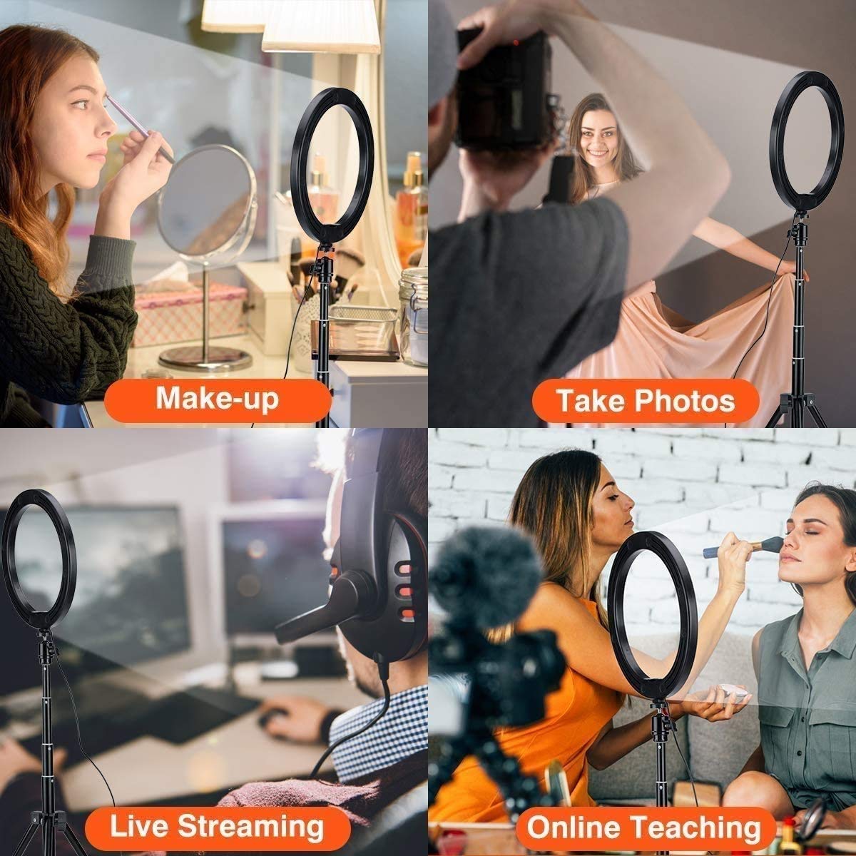 CAFFIA 5'' Ring Light with Extendable Tripod Stand - Dimmable LED Circle Light with Universal Phone Holder for Live Streaming, Makeup, YouTube Videos & TikTok - Perfect for Content Creators, Vloggers & Beauty Enthusiasts