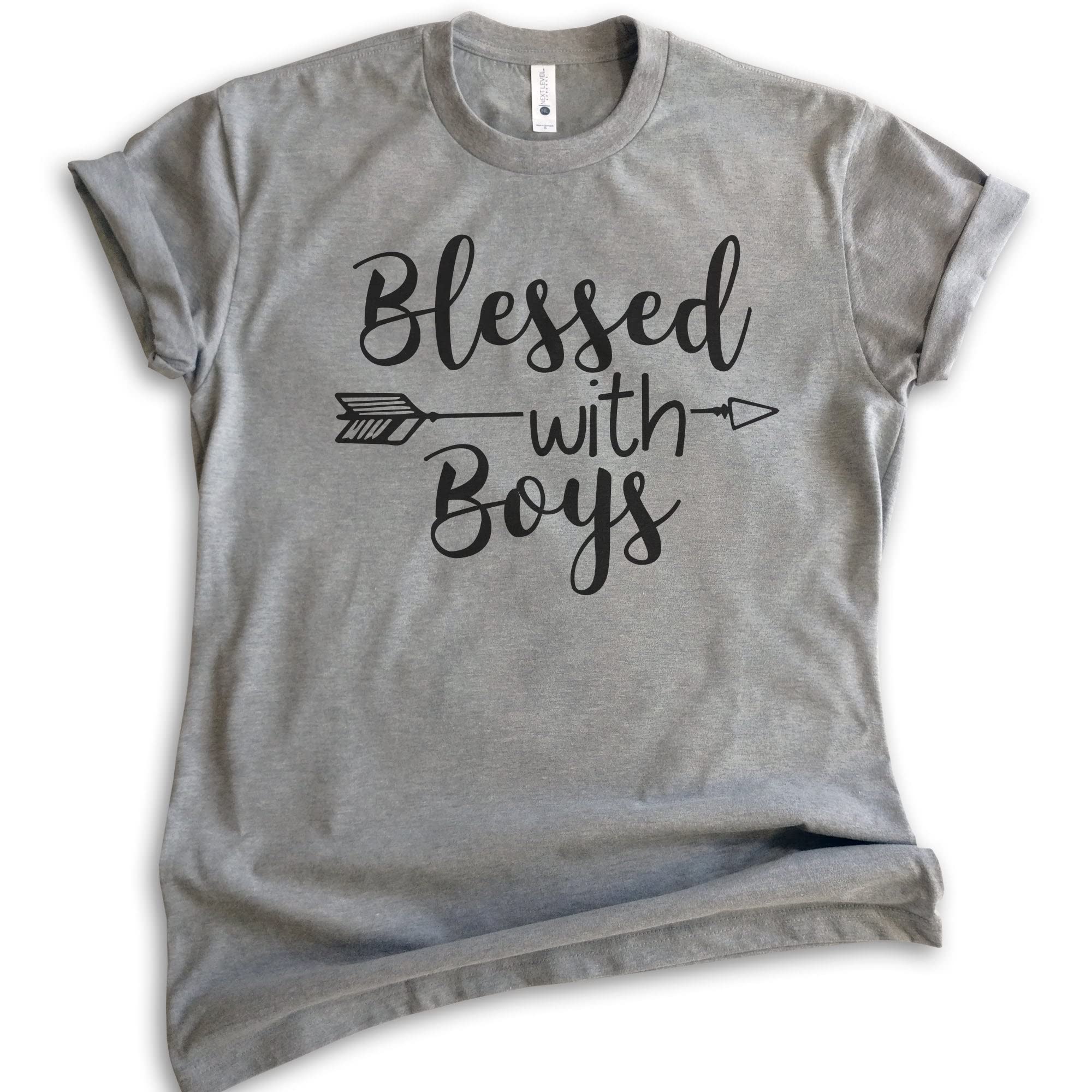 Blessed with Boys Shirt - Comfortable Unisex T-Shirt for Boy Moms & Women - Perfect for Mother's Day, Family Photos & Parenting Events