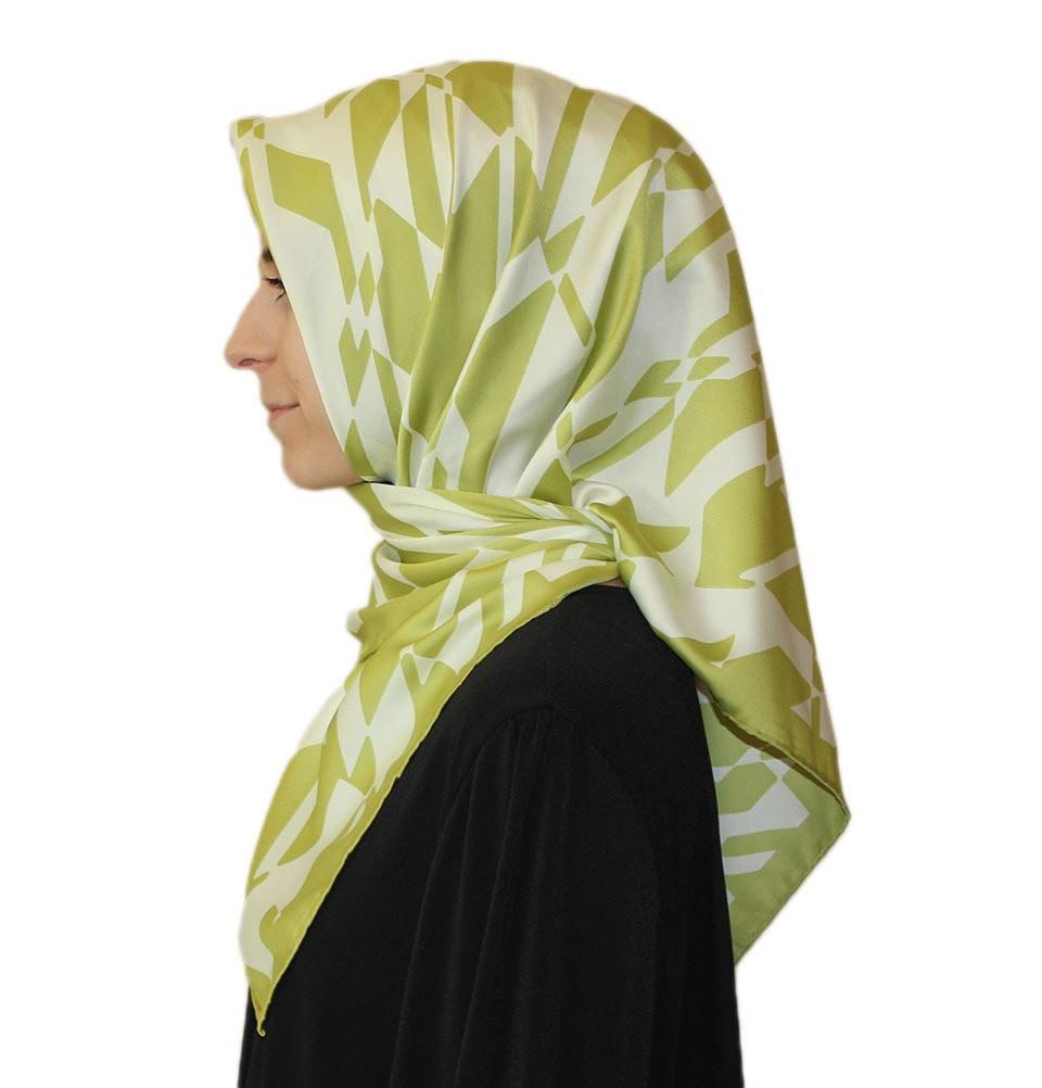 Aker Satin Square Hijab Scarf 6749 951 Bright Green - Soft Muslim Headscarf for Women, Breathable Fashion Accessory - Perfect for Daily Wear, Prayer, and Special Occasions