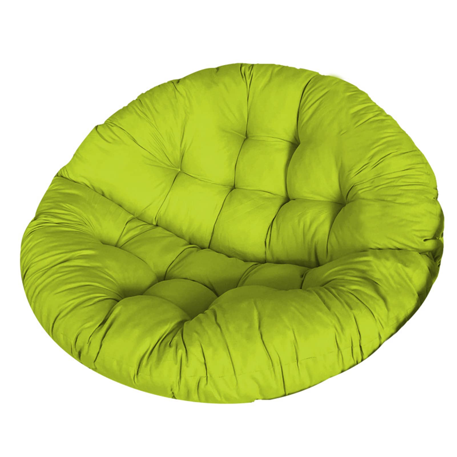 EEUK Papasan Chair Cushion - Round Quilted Hanging Egg Chair Pad with Ties for Indoor/Outdoor Use - Overstuffed Hammock Swing Seat Cushion (110x110cm, Green) - Perfect for Porch, Patio, Garden & Nursery Relaxation