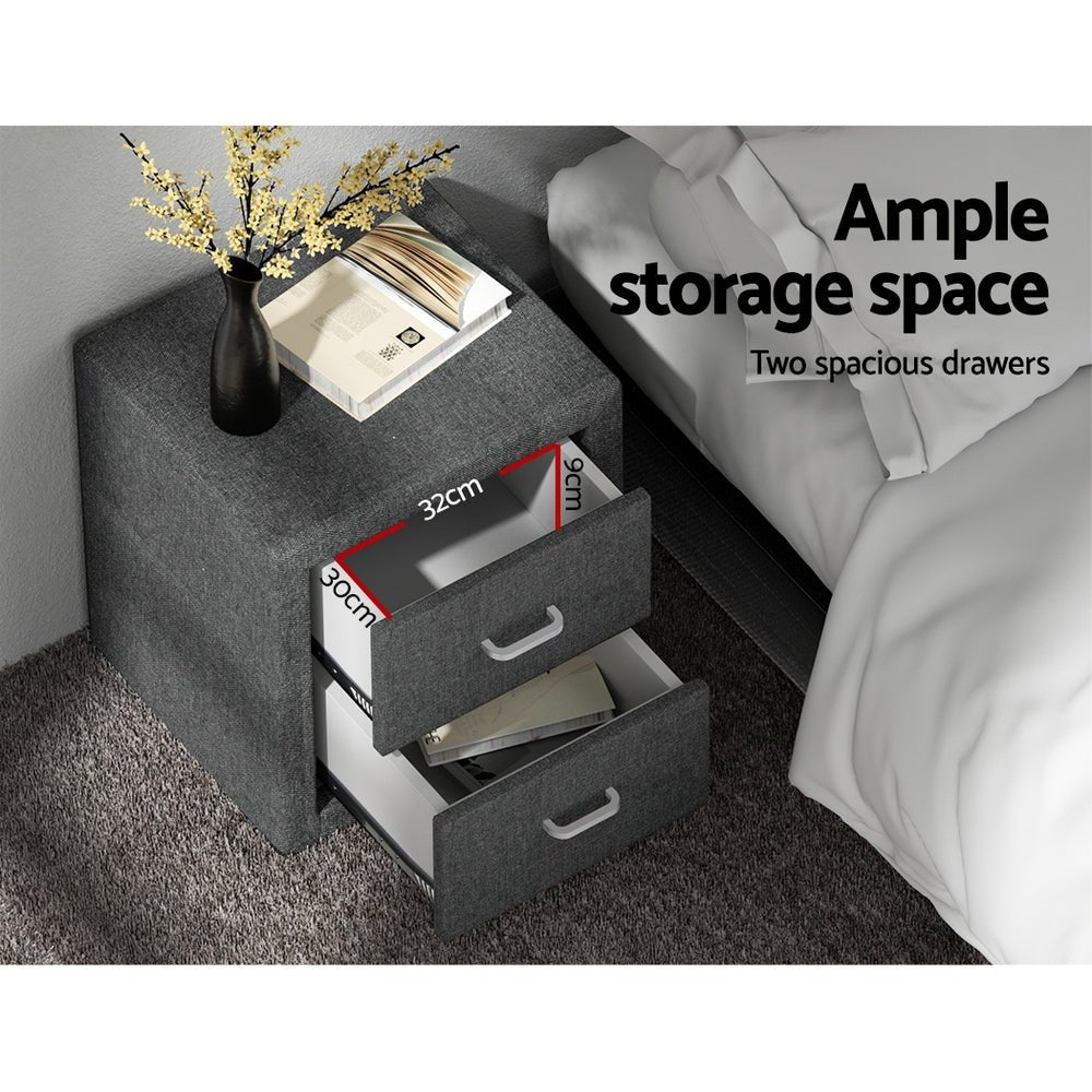 Modern Fabric Bedside Table - Grey Nightstand with Storage Shelf for Bedroom, Living Room, or Dorm | Compact & Stylish Night Stand with Easy Assembly