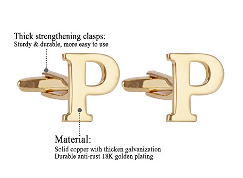 Stylish Men's Gold Plated Alphabet Cufflinks Set - Perfect for Weddings, Business & Formal Events - Elegant Gift Box Included