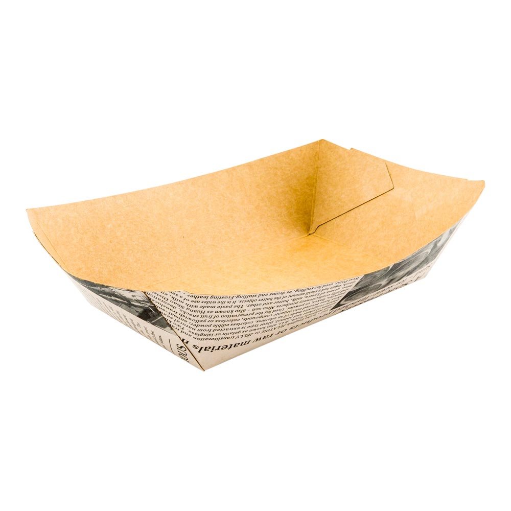 **Restaurantware Bio Tek 2 lb Heavy-Duty Disposable Paper Food Trays - 50 Pack Greaseproof Newsprint Food Boats for Snacks, Appetizers, Treats - Perfect for Parties, Carnivals, Food Trucks & Catering Events**