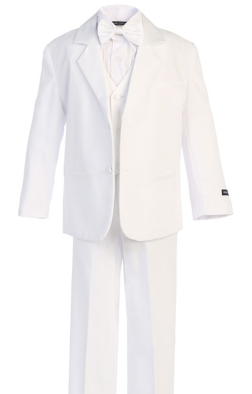Boys White Tuxedo Suit - Formal Wedding & Party Outfit for Kids - Perfect for Special Occasions, Photos, and Celebrations