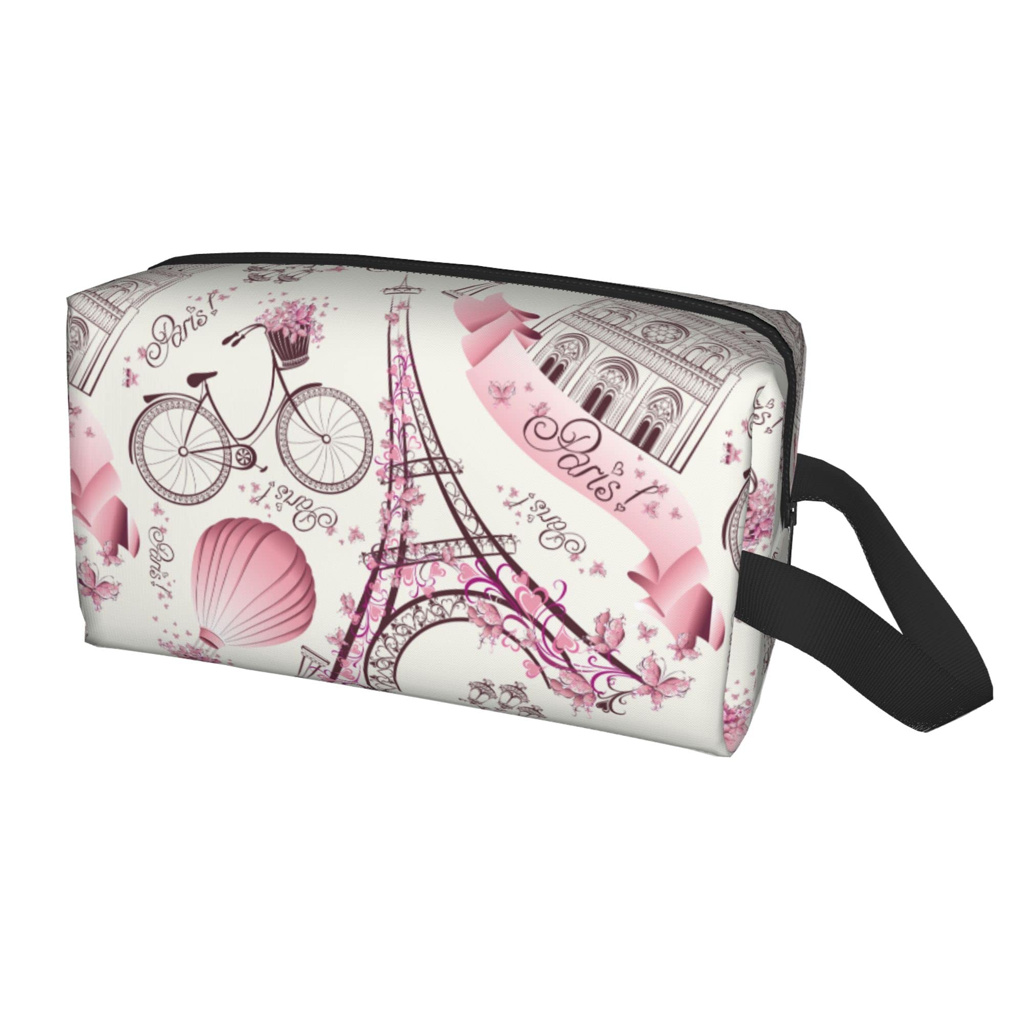 Waterproof Travel Makeup Bag for Women - Portable Cosmetic Pouch & Toiletry Organizer | Fashion Paris Design | Perfect for Vacation, Gym, Business Trips & Daily Essentials Storage