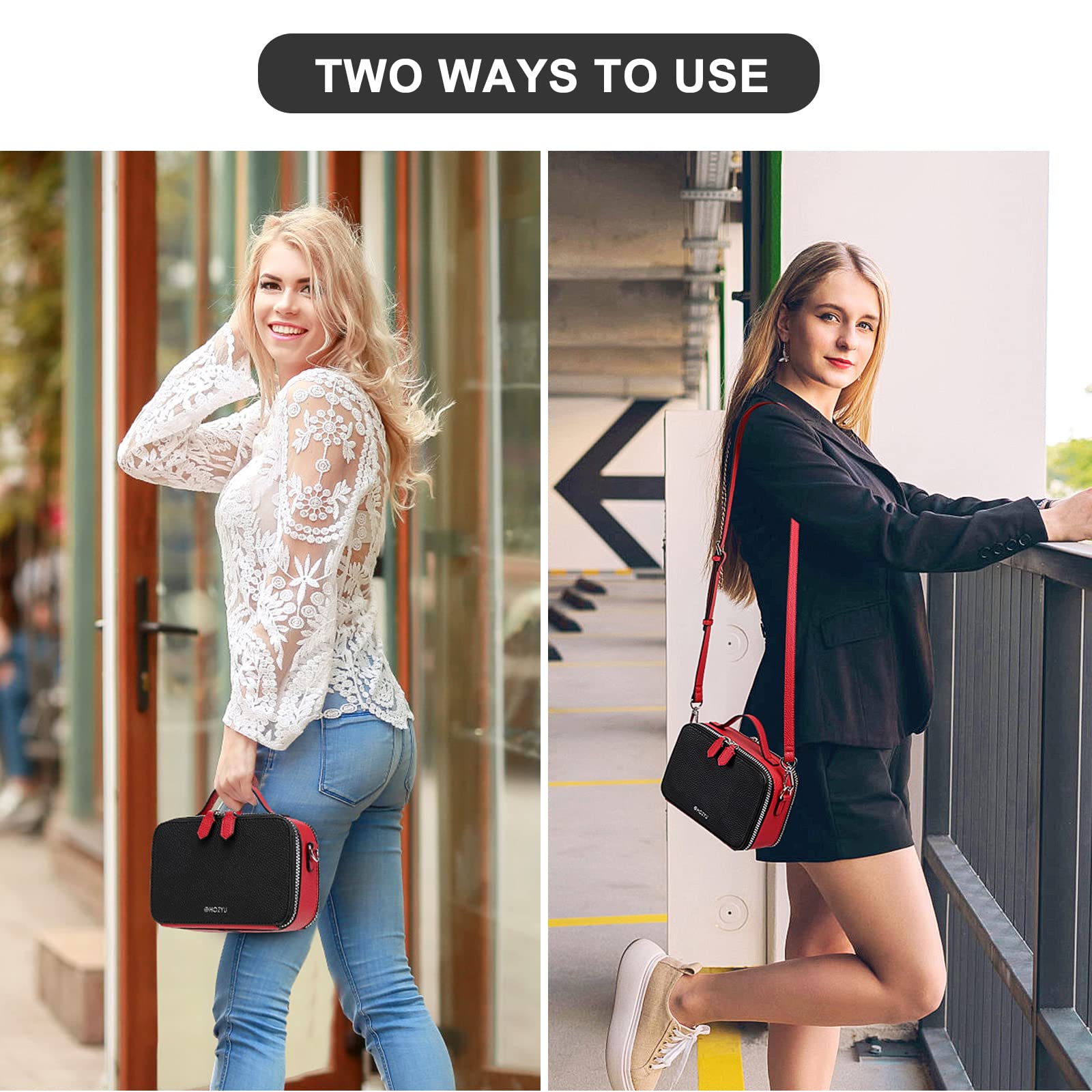 Stylish Women's PU Leather Crossbody Bag with Double Zipper - Fashionable Cell Phone & Makeup Purse for Daily Use, Work, and Travel