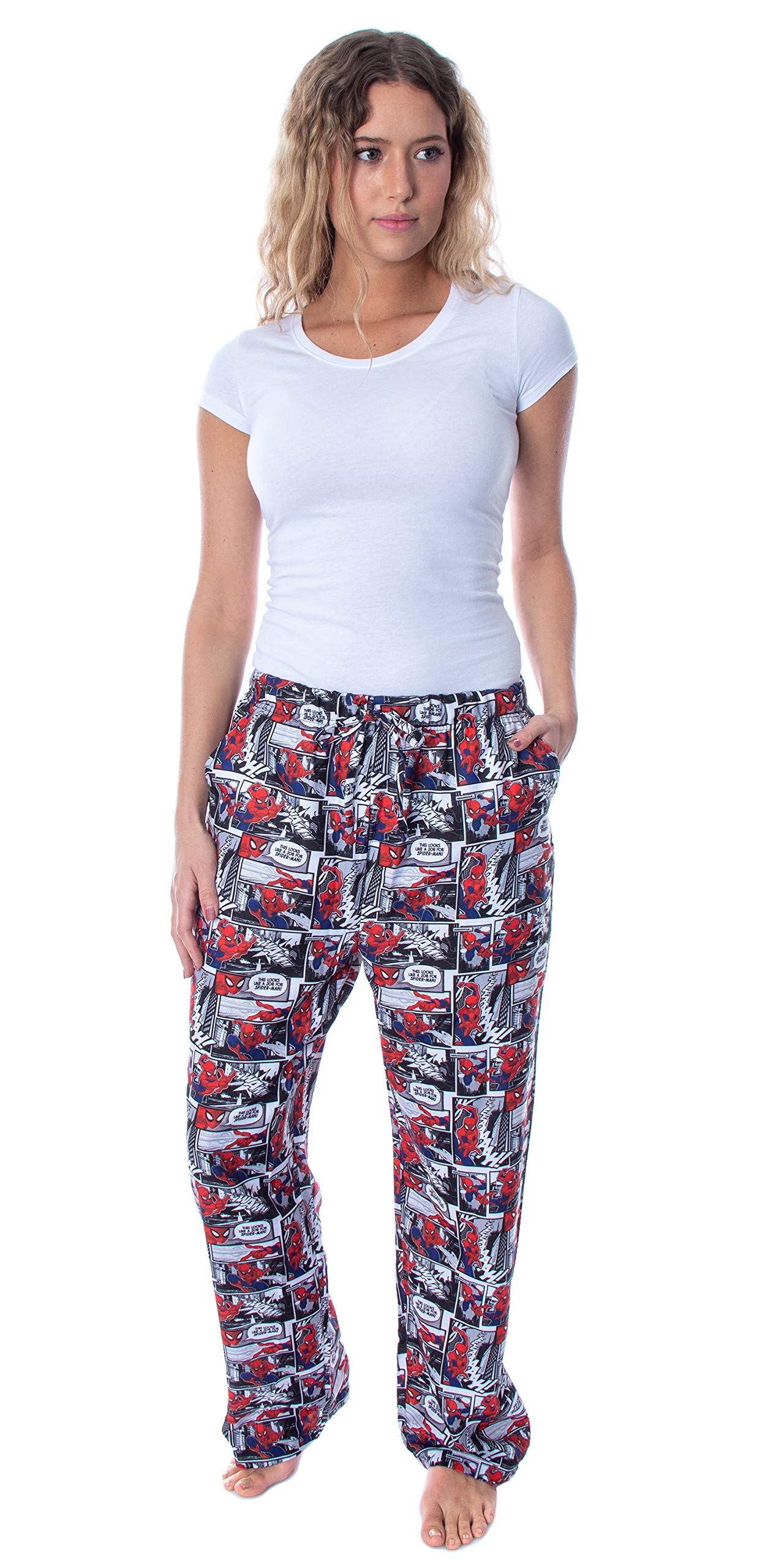 Marvel Men's Spiderman Web-Slinger Comic Print Pajama Pants - Superhero Lounge Sleepwear for Movie Nights & Comic Conventions