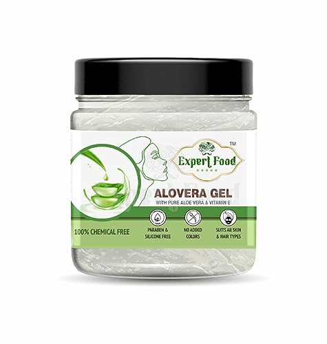 Expert Foods Natural Aloe Vera Gel for Face & Hair - Pure Aloe Vera & Vitamin E Moisturizer (400g) - Soothes Sunburn, Hydrates Skin, Conditions Hair