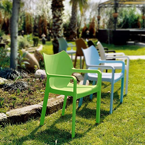 Compamia Diva Resin Outdoor Patio Dining Arm Chair Set of 4 - Tropical Green Weather-Resistant Garden Chairs for Poolside, Backyard, and Restaurant Seating