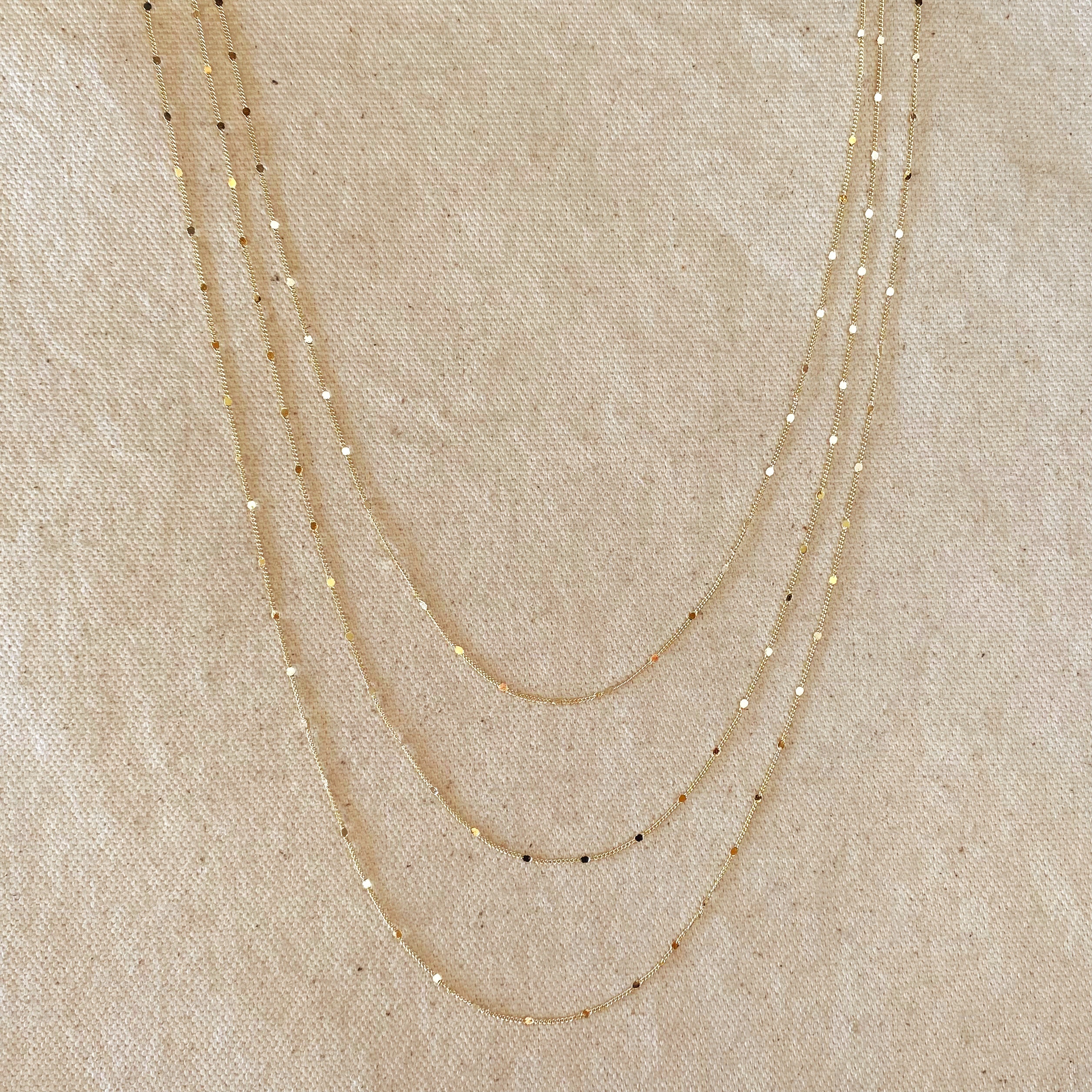 18K Gold Filled 1mm Curb Chain Necklace - Pressed Detailing for Women | Dainty Layering Jewelry, Gift for Her, Everyday Wear & Special Occasions