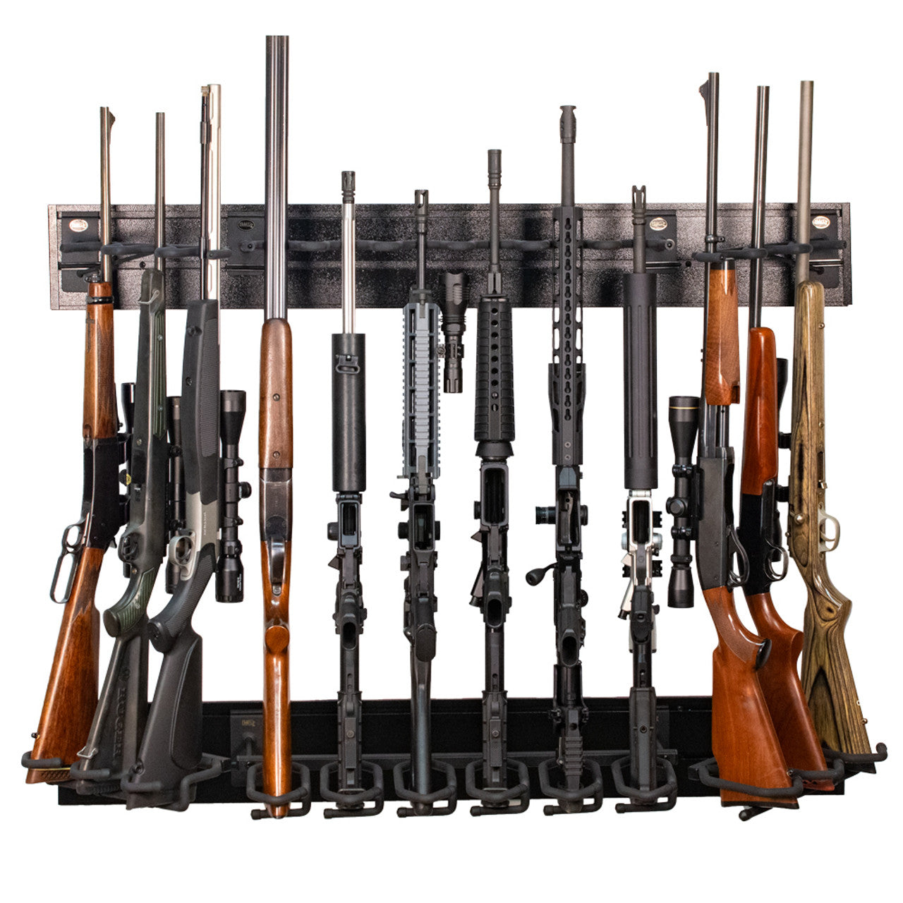 Black HD91 B Rifle Rack Slatwall Display Package - Heavy Duty Gun Hold Up Displays for Firearm Storage & Retail Showcase | Perfect for Gun Shops, Hunting Stores & Home Armories