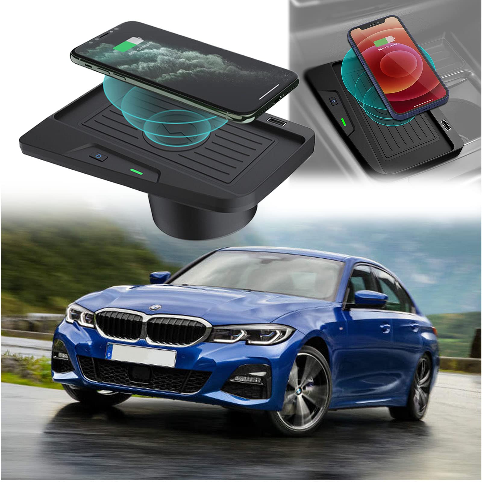 Fast Charging Wireless Car Charger Pad - 10W Qi-Certified Center Console Charger Compatible with BMW 4 Series M4 (2018-2020) 430i/430i XDrive/440i, iPhone, Samsung & All Qi Devices - Perfect for Road Trips & Daily Commutes