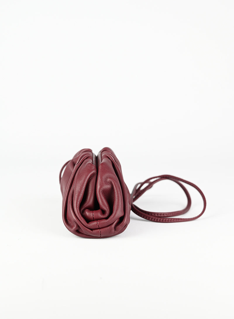 Bottega Veneta Micro Pouch Bordeaux Leather Crossbody Bag for Women - Perfect for Evening Parties, Date Nights & Travel Accessories