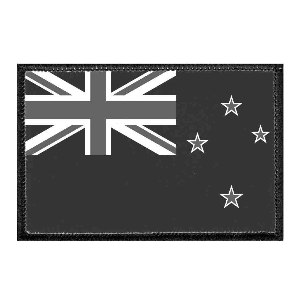 New Zealand Flag Patch - Black & White 2x3 Inch | Hook and Loop Backing for Hats, Jackets, Vests & Denim | Patriotic Accessories for Travel, Backpacks & Outdoor Adventures