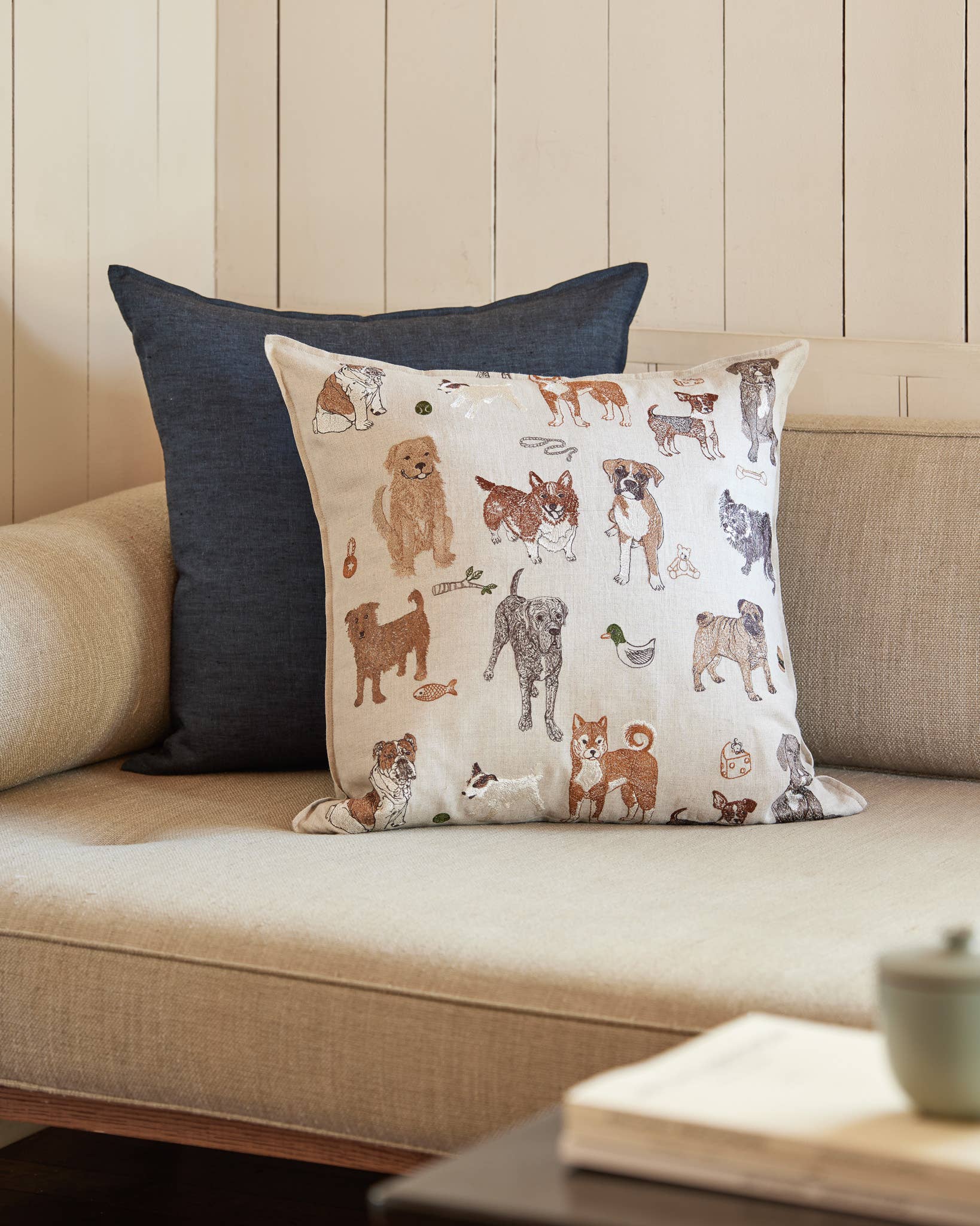 Coral & Tusk Dog and Toy Themed Pillow - Cozy Home Decor for Pet Lovers, Perfect for Living Room, Bedroom or Nursery