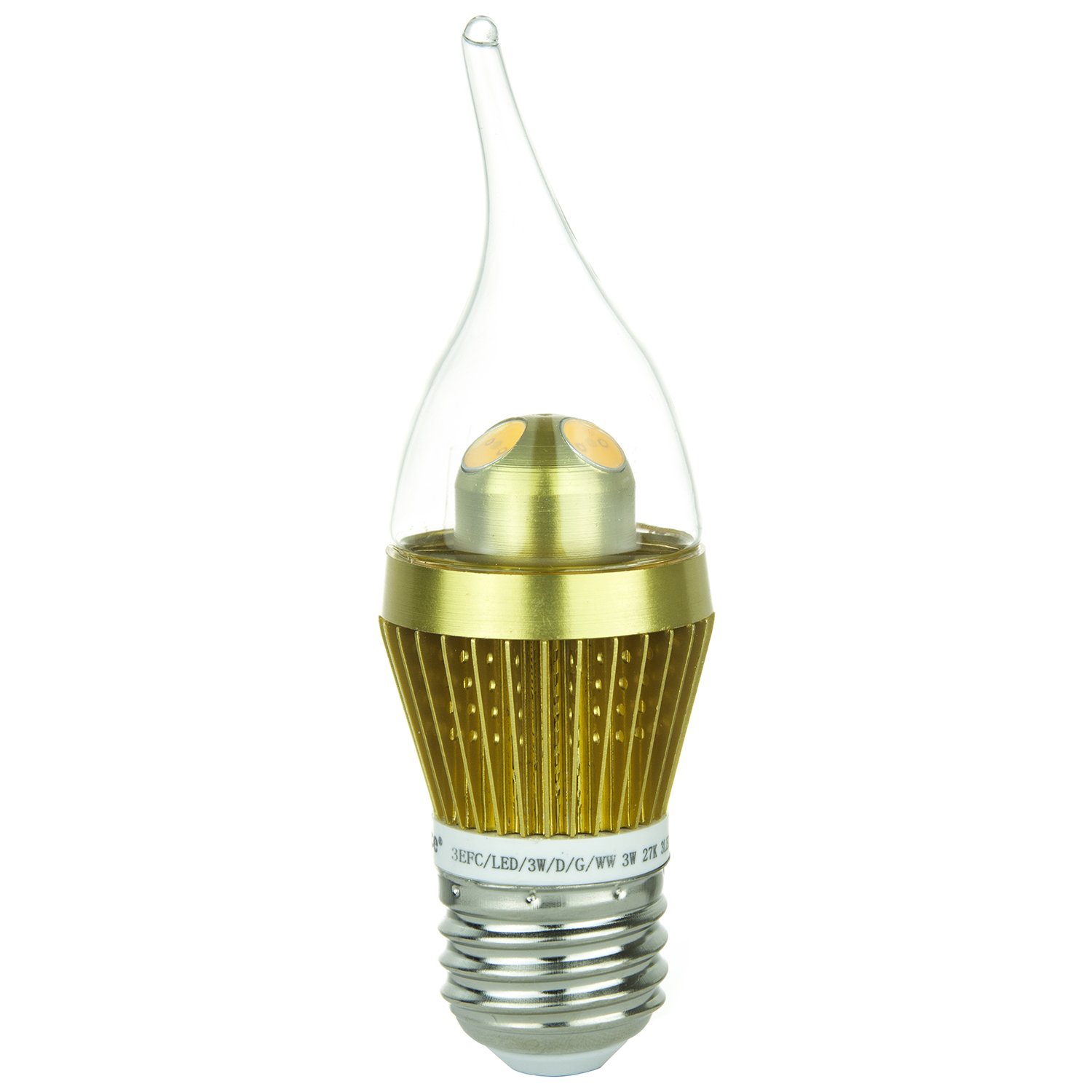 Sunlite EFC/3LED/3W/WW/G/D LED 120V 3Watt Medium Base Chandelier Light Bulb - Warm White (2700K) for Dining Room, Bedroom & Living Room Lighting