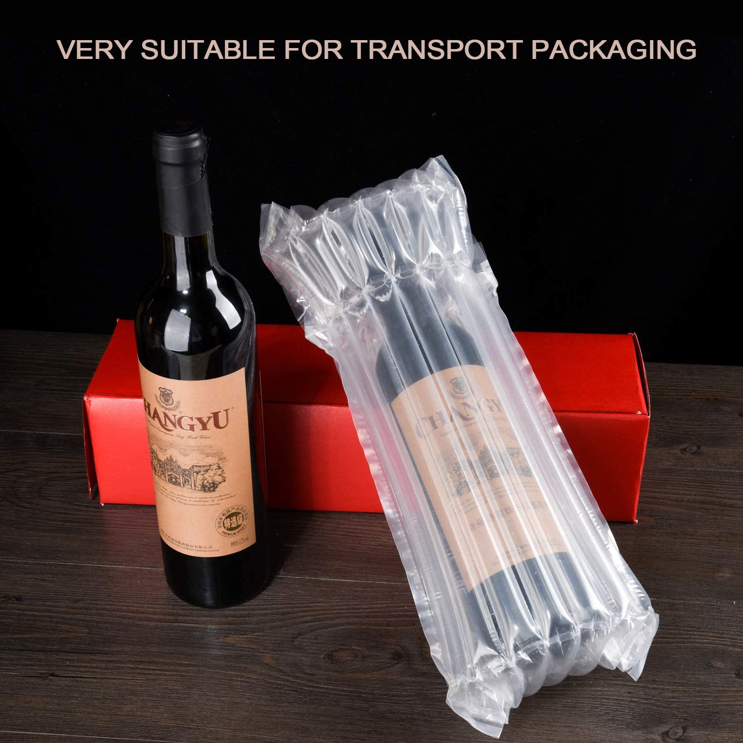 50 Packs LIVEBAY Inflatable Wine Bottle Protector Bags - Air Column Cushion with Pump for Safe Glass Bottle Transportation | Perfect for Airplane Travel, Moving & Fragile Item Shipping